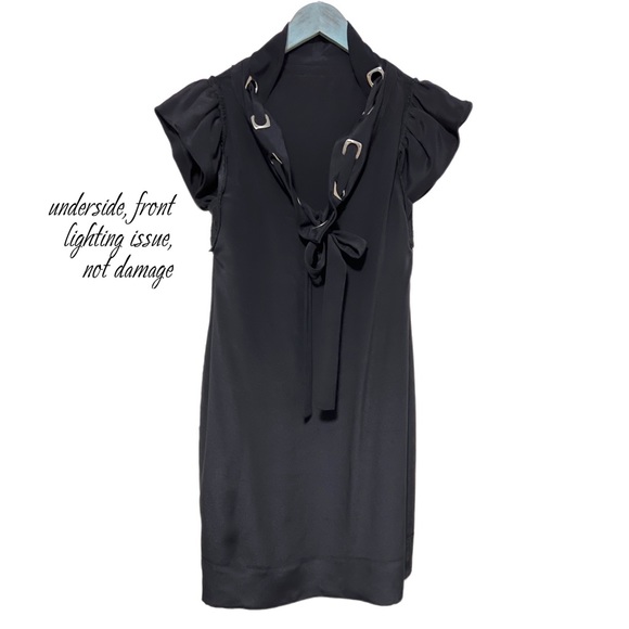 Yoana Baraschi | Silk Ruffled Sleeve with Bow Dark Academia in Black with Metal - Picture 12 of 16